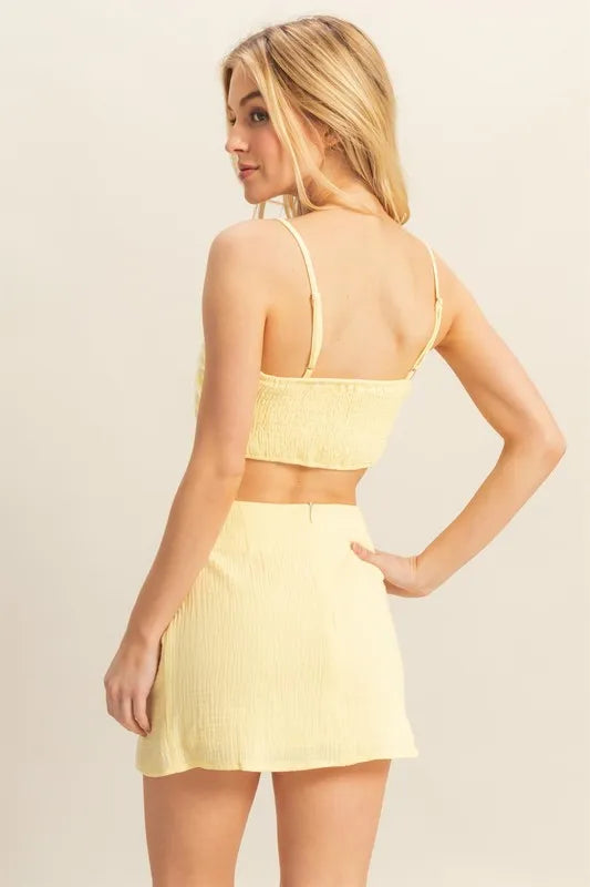 Image of HYFVE Ruched Bra Top and Mini Skirt Set | Queeble.shop