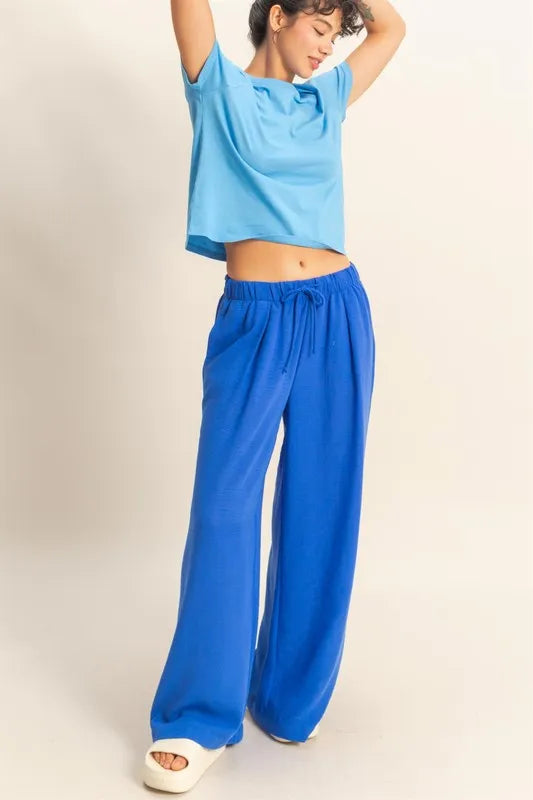 Image of HYFVE Elasticized Waist Wide Leg Pants | Queeble.shop