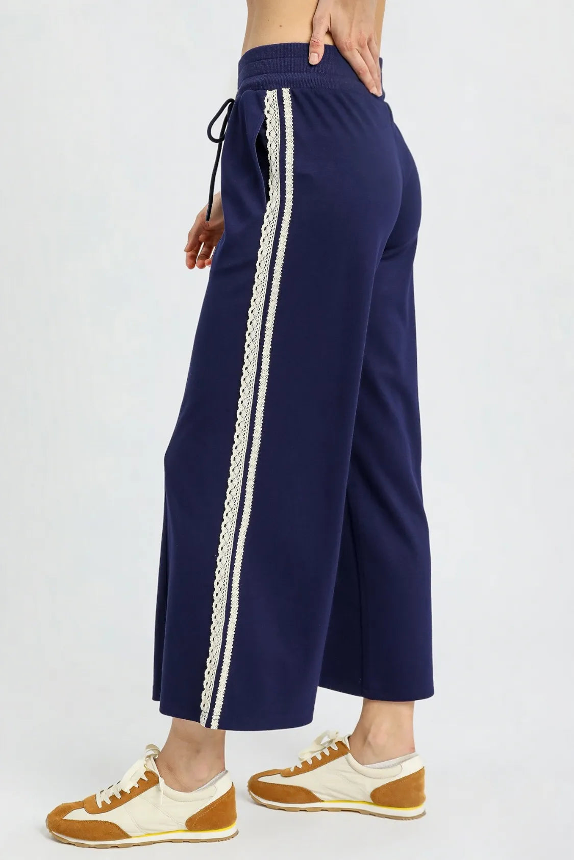 Image of Umgee Wide-Leg Pants with Lace Trim | Queeble.shop