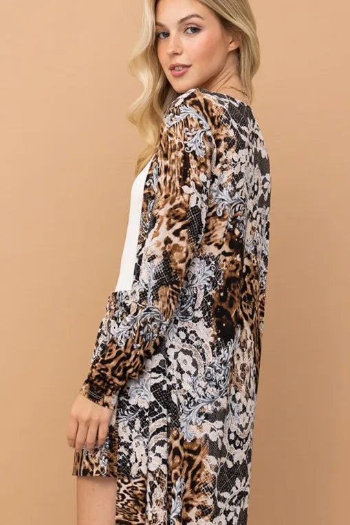 Image of And The Why Animal Print Kimono and Shorts Set | Queeble.shop