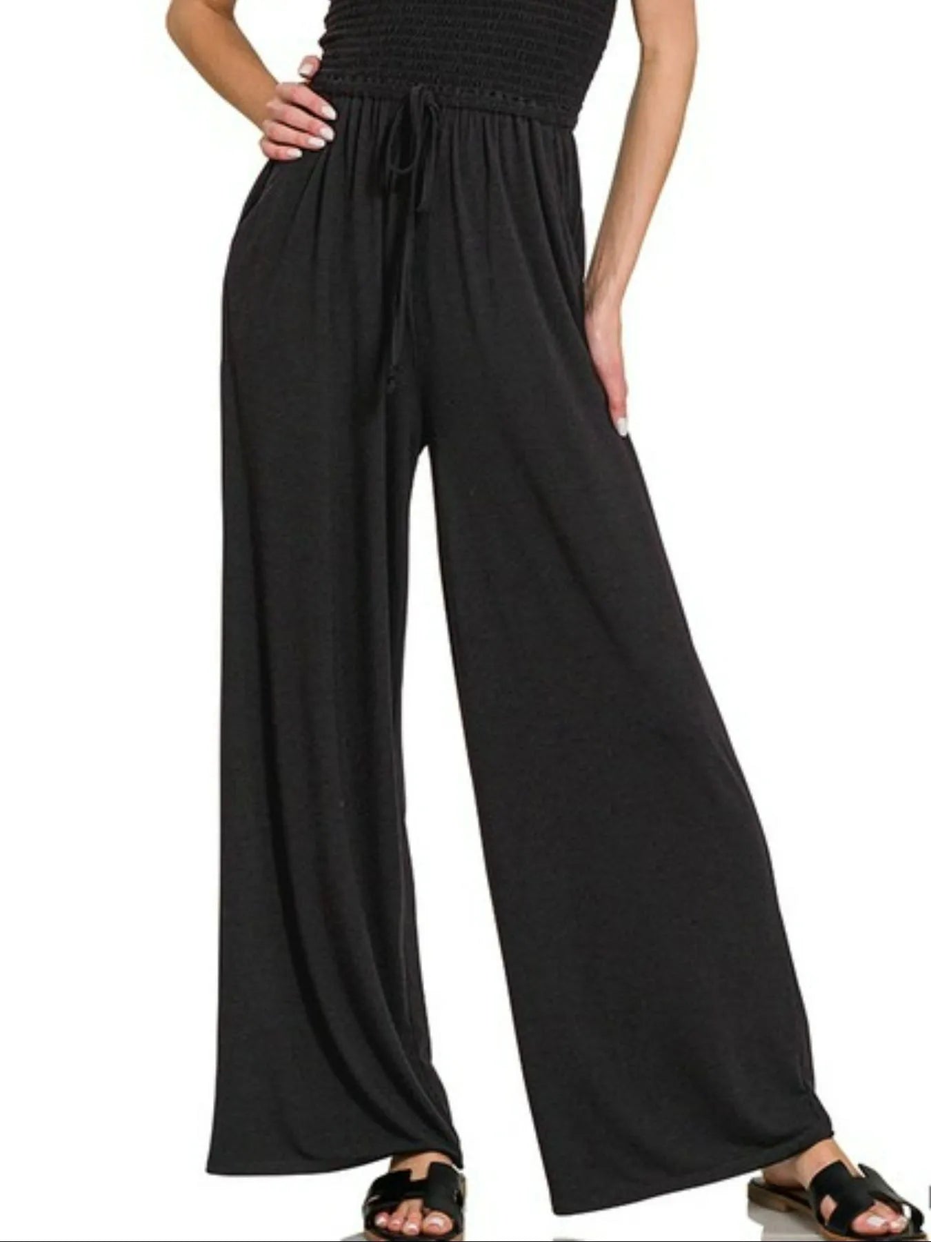 Image of Zenana Strapless Wide Leg Smocked Jumpsuit | Queeble.shop