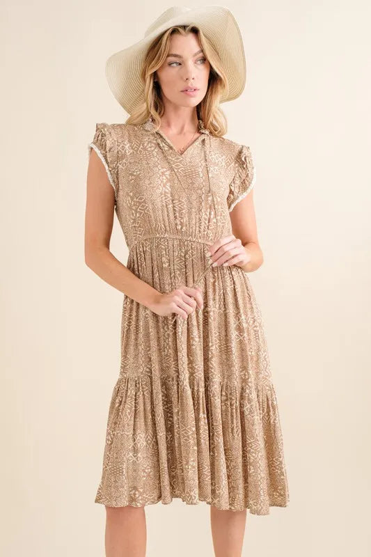 Image of And The Why Boho Printed Tiered Maxi Dress | Queeble.shop