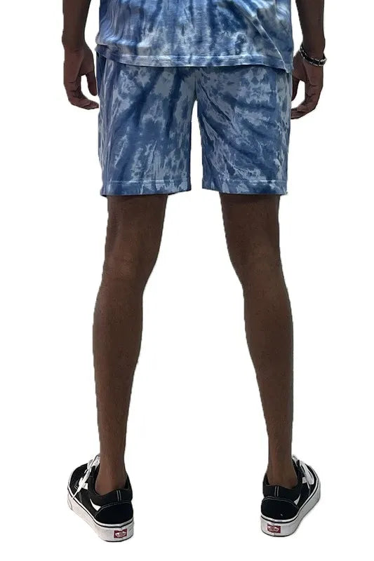 Image of WEIV Men's Full Size Cyclone Pinwheel Tie-dyed Sweat Shorts Plus Size | Queeble.shop