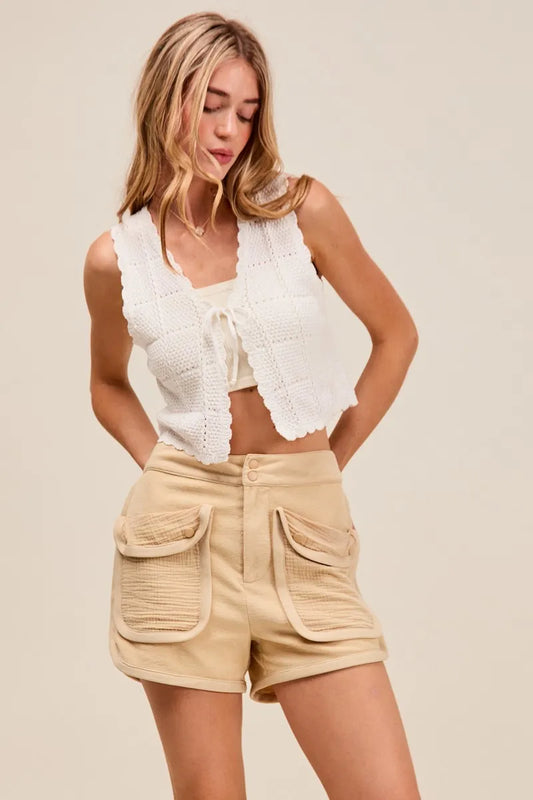 Image of SO ME Mineral Washed Terry High Rise Cargo Shorts | Queeble.shop