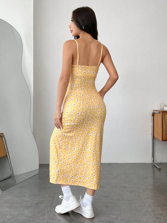Image of Slit Bodice Midi Cami Dress | Queeble.shop