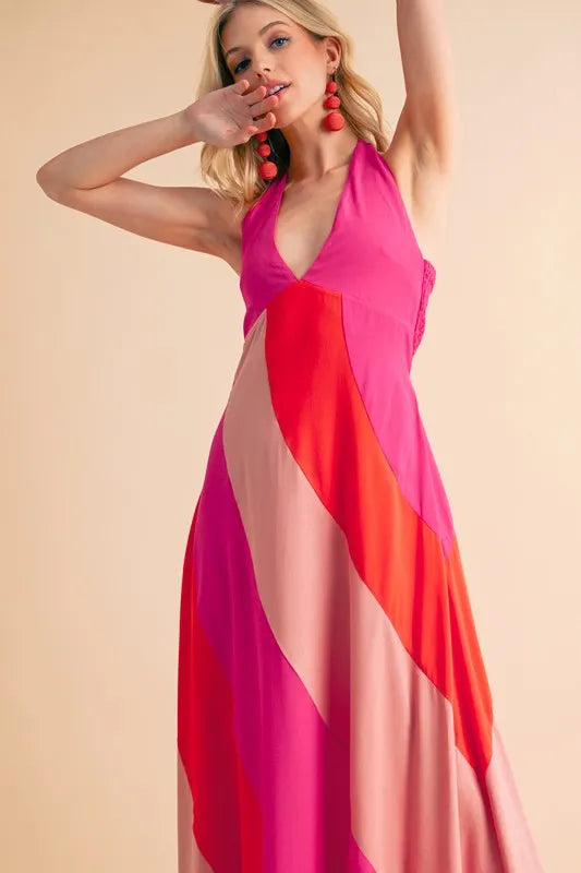 Image of Aemi+Co Color Block Sleeveless Maxi Dress | Queeble.shop