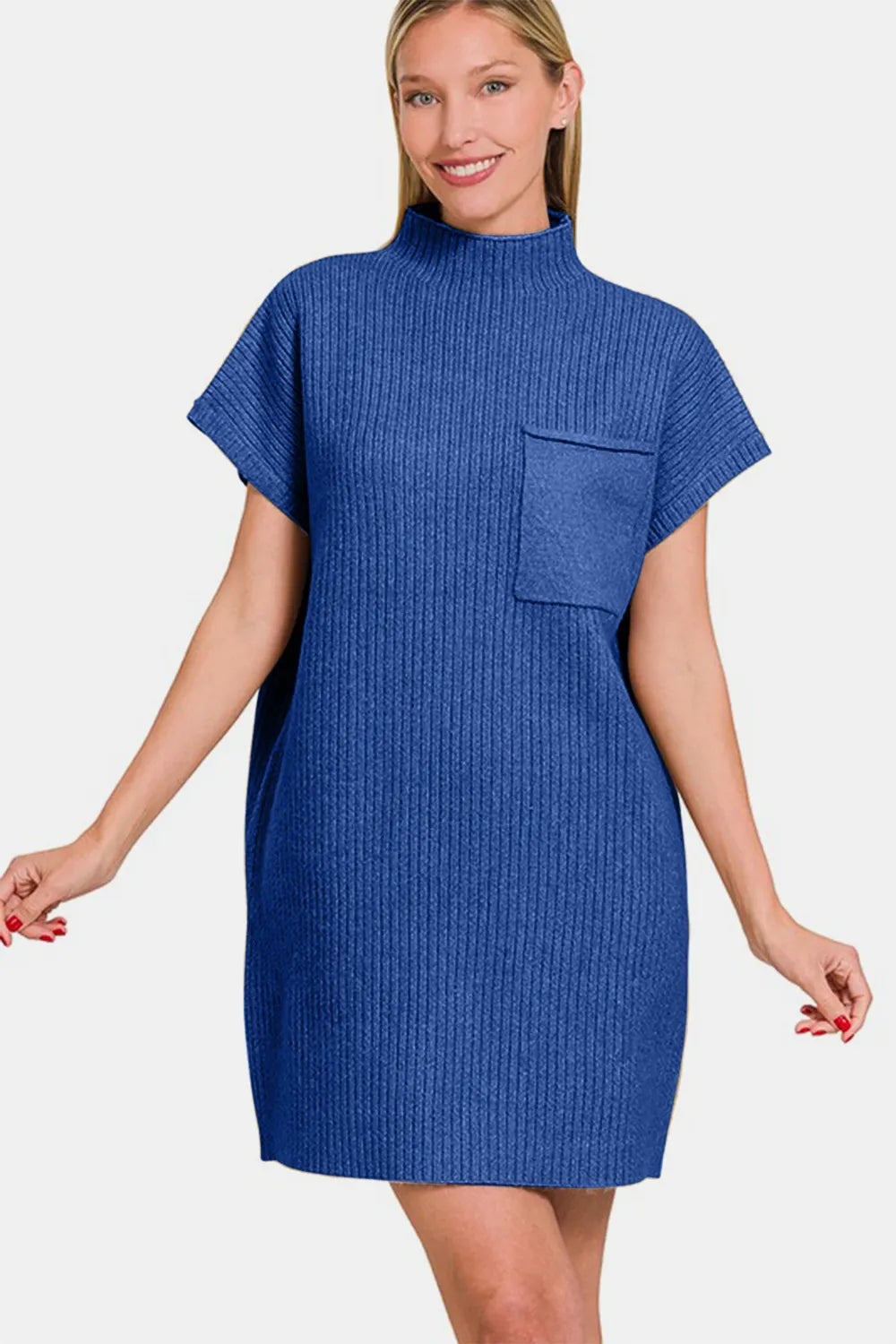 Image of Zenana Short Sleeve Sweater Mini Dress | Queeble.shop