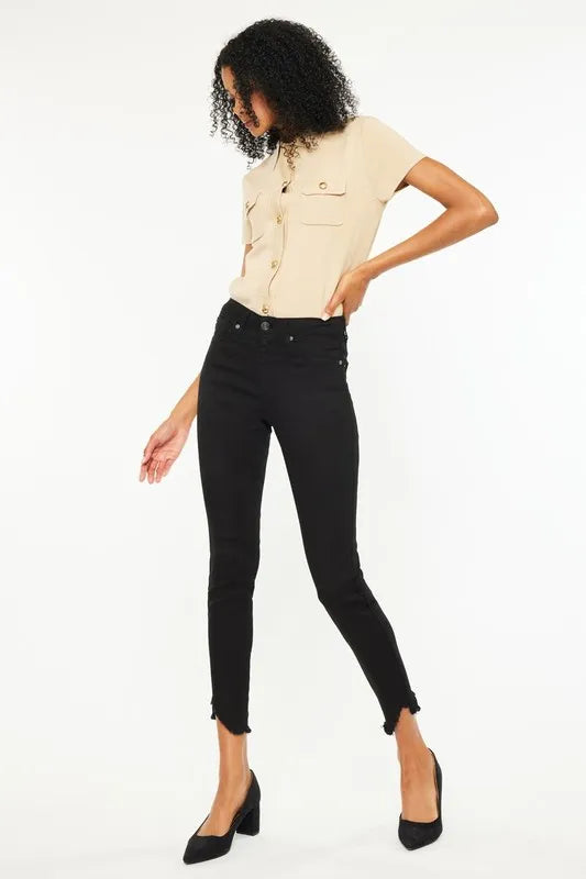 Image of Kancan High Rise Frayed Hem Skinny Jeans | Queeble.shop