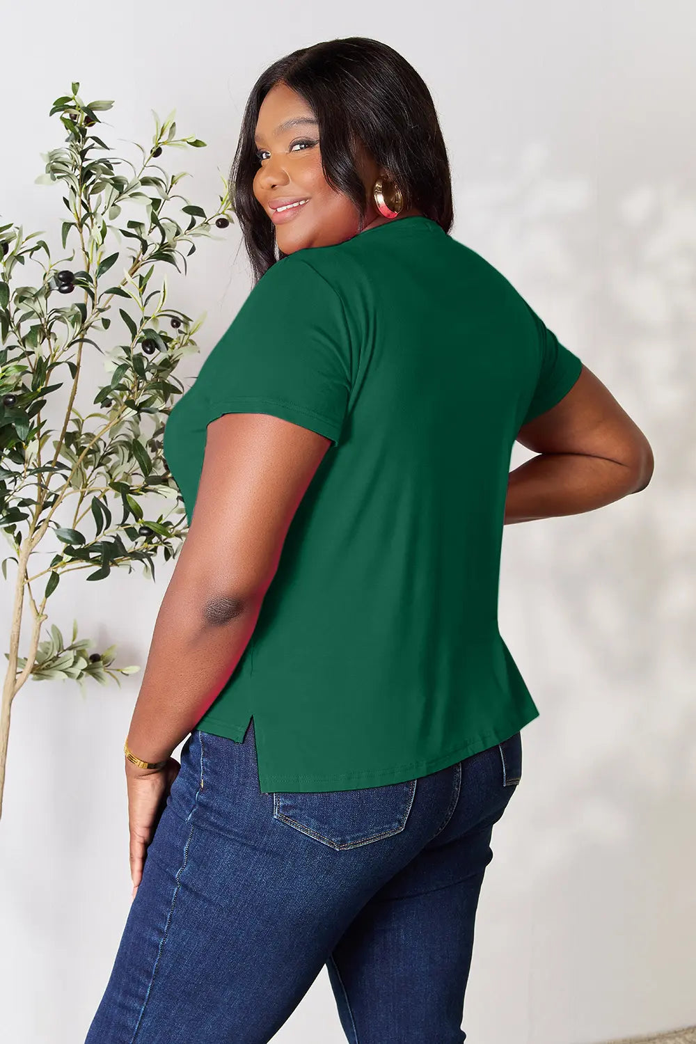 Image of Basic Bae Full Size Round Neck Short Sleeve T-Shirt Plus Size | Queeble.shop