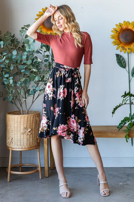 Image of Reborn J Floral Wrap Ruffle Hem Dress | Queeble.shop