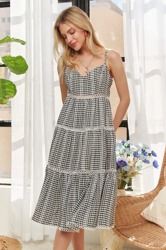 Image of ADORA Gingham Detail Washed Dress | Queeble.shop
