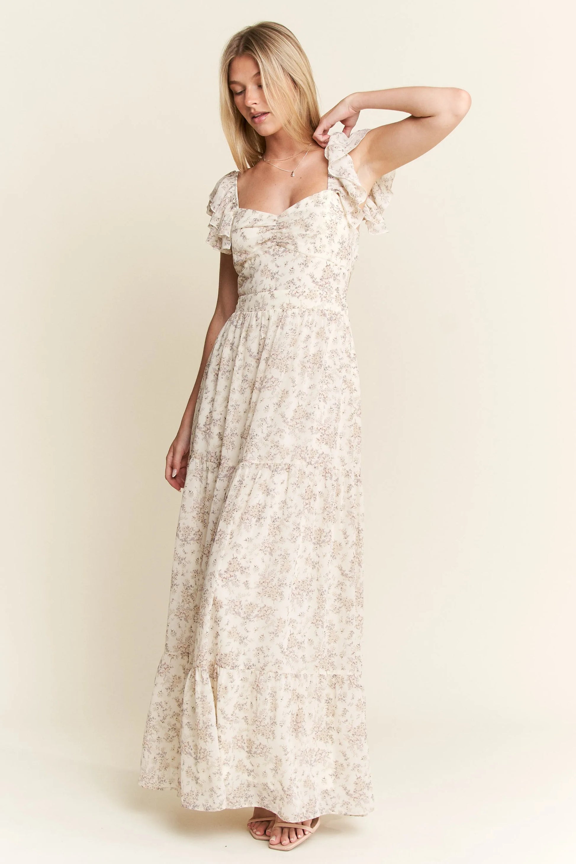 Image of Jade By Jane Full Size Ruffle Sleeve Tiered Maxi Dress Plus Size | Queeble.shop