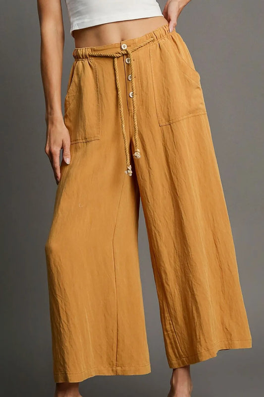 Image of Umgee Full Size Rope Drawstring Wide Leg Pants Plus Size | Queeble.shop