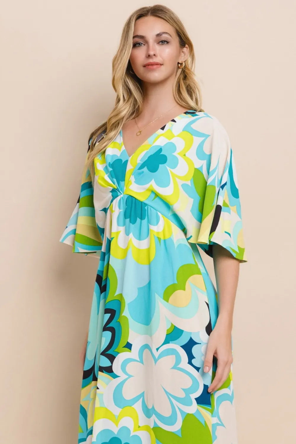 Image of ODDI Floral Printed Slit Maxi Dress | Queeble.shop