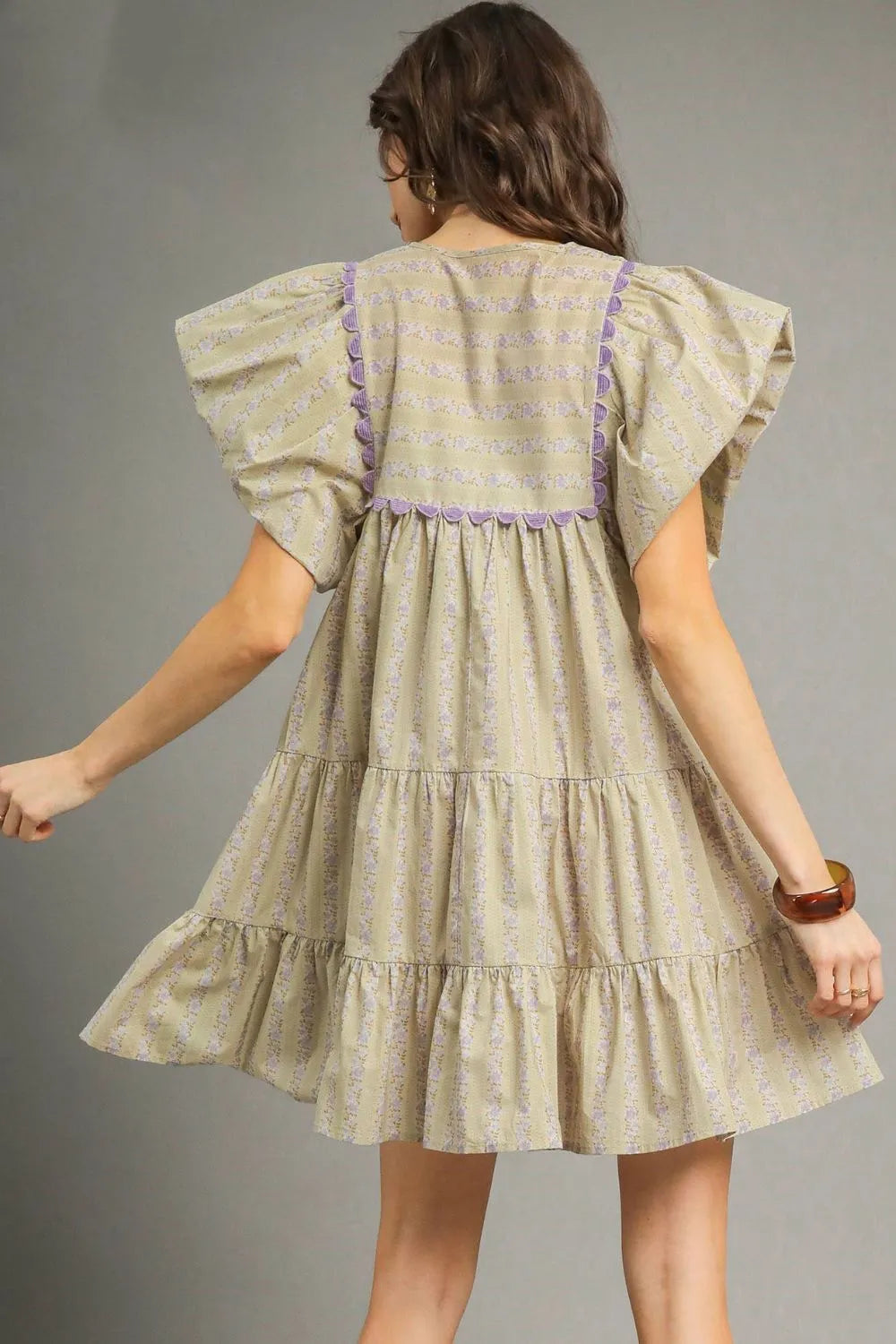 Image of Umgee Floral Ruffled Cap Sleeve Tiered Mini Dress | Queeble.shop