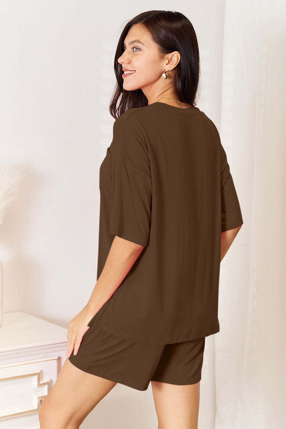Image of Basic Bae Full Size Soft Rayon Half Sleeve Top and Shorts Set | Queeble.shop