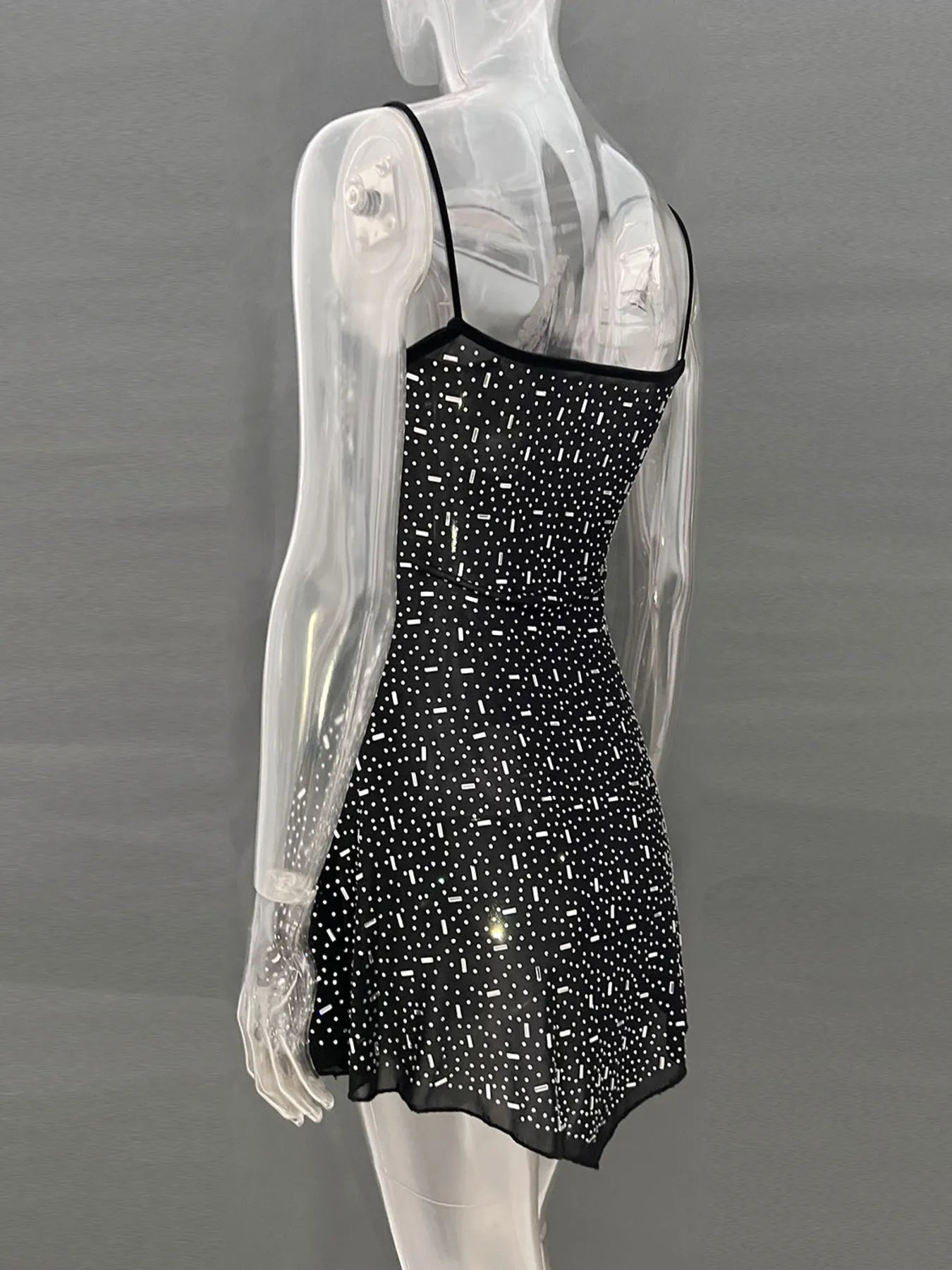 Image of Rhinestone Decor Mini Cami Dress | Queeble.shop
