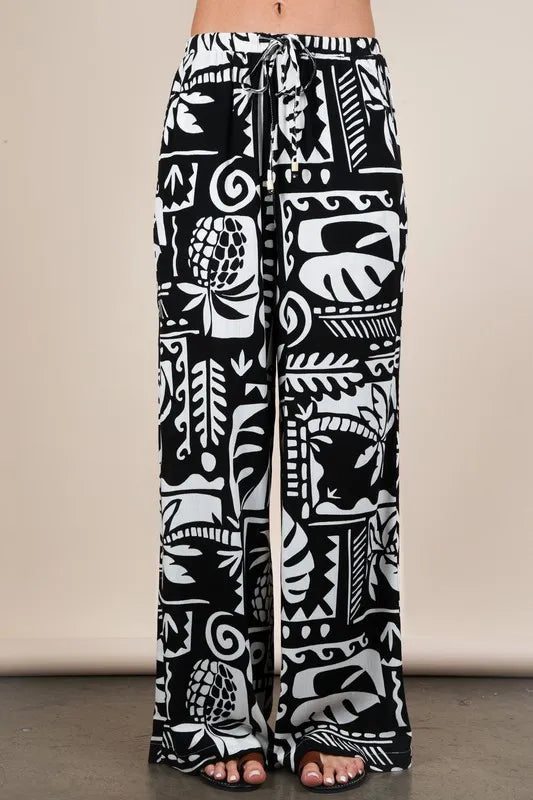 Image of VERY J Printed Casual Wide Leg Resort Pants | Queeble.shop