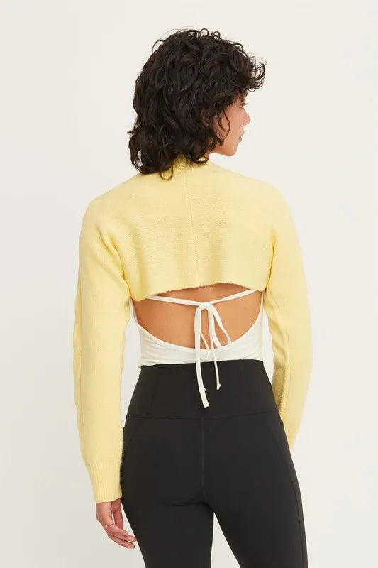 Image of HYFVE Cable-Knit Tie-Front Shrug | Queeble.shop