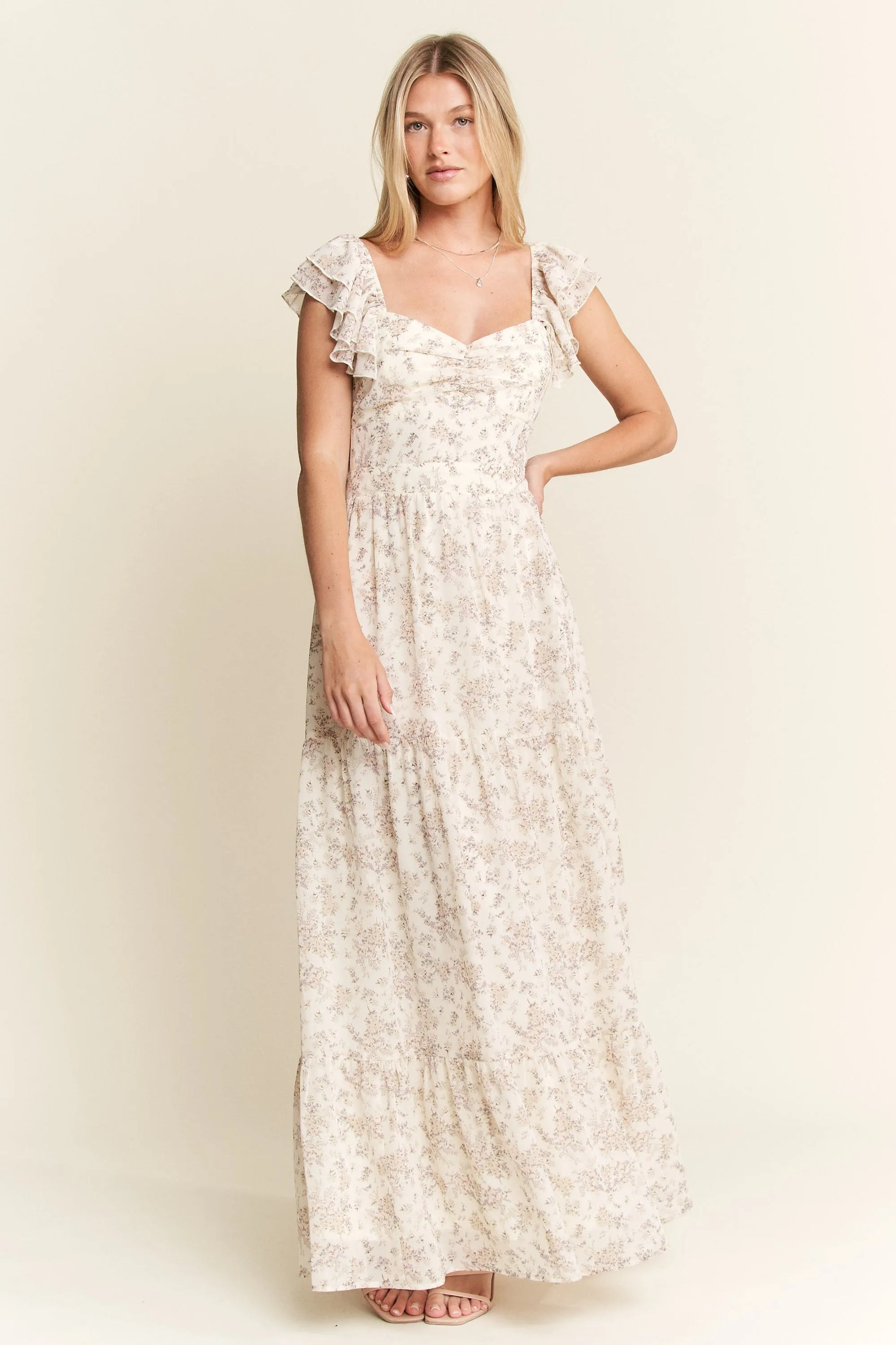 Image of Jade By Jane Full Size Ruffle Sleeve Tiered Maxi Dress Plus Size | Queeble.shop