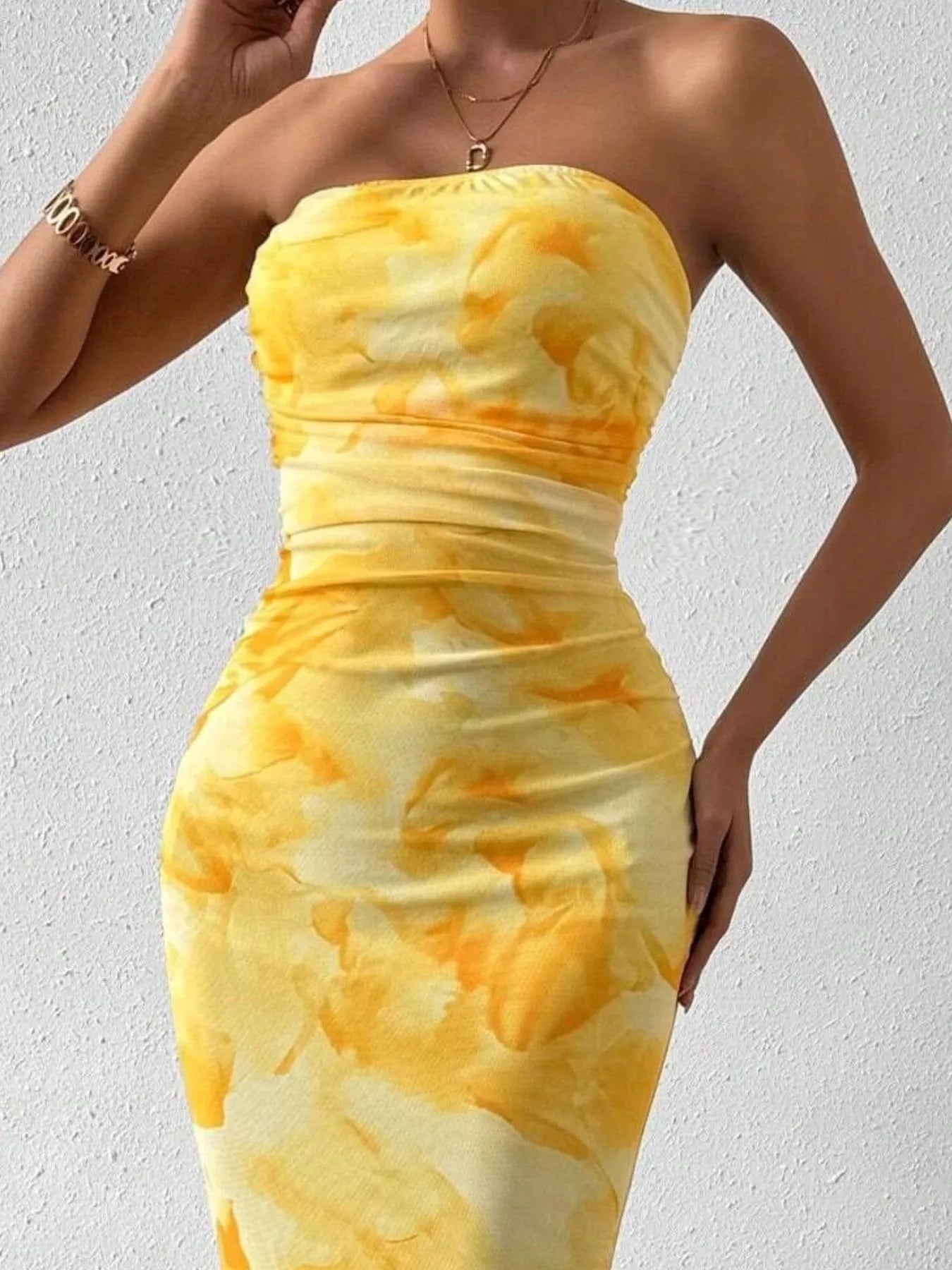 Image of Printed Side Slit Tube Dress | Queeble.shop