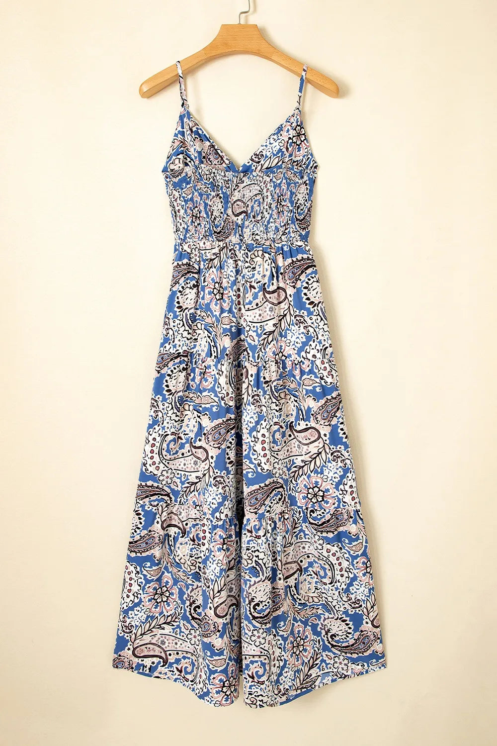 Image of Paisley Print Twist Detail Smocked Back Spaghetti Straps Dress | Queeble.shop
