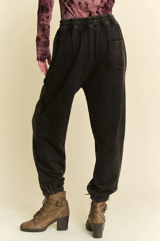 Image of Davi & Dani Rhinestone Elastic Waist Joggers | Queeble.shop