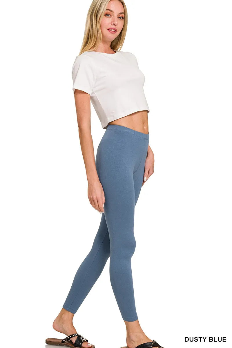 Image of Zenana Cotton Round Neck Top & Legging Set | Queeble.shop