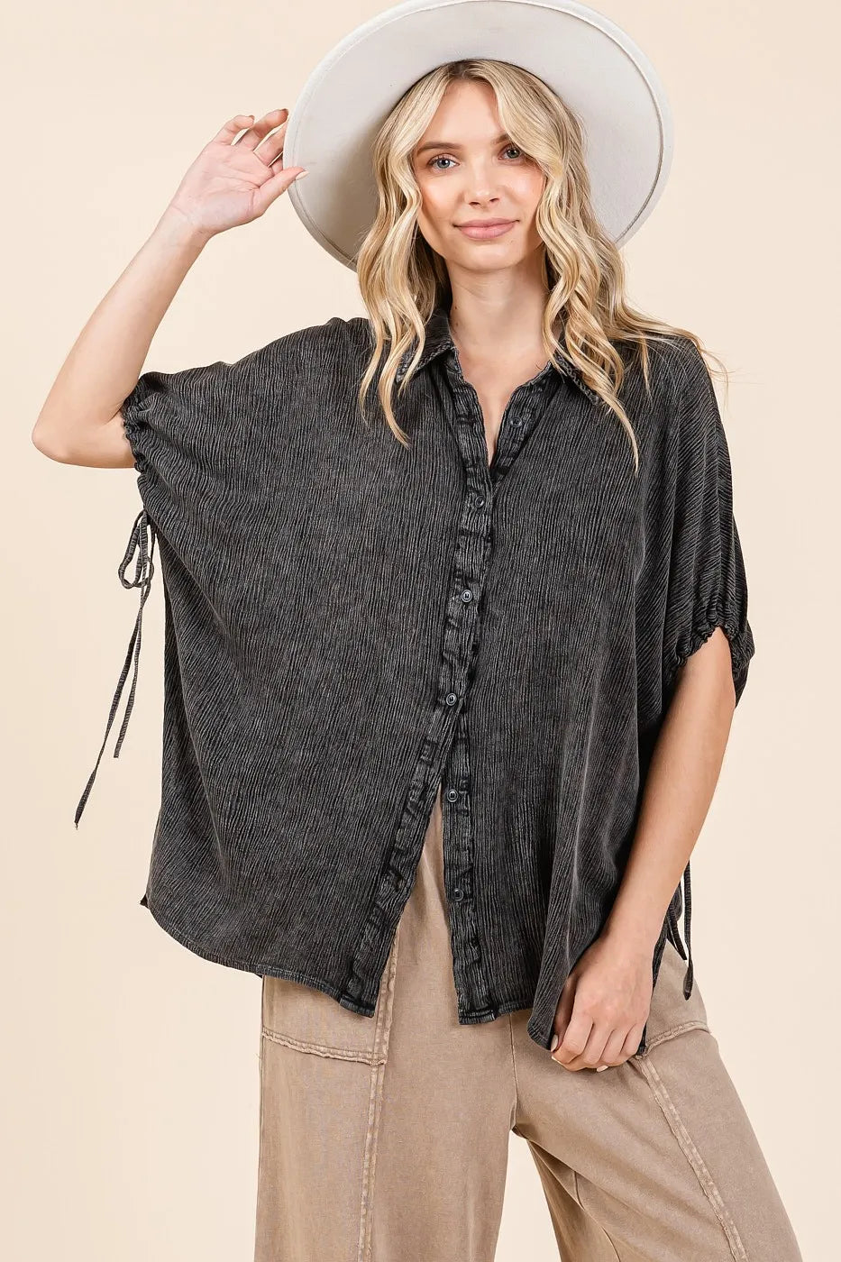 Image of Mittoshop Mineral Wash Loose Fit Button Down Shirt | Queeble.shop