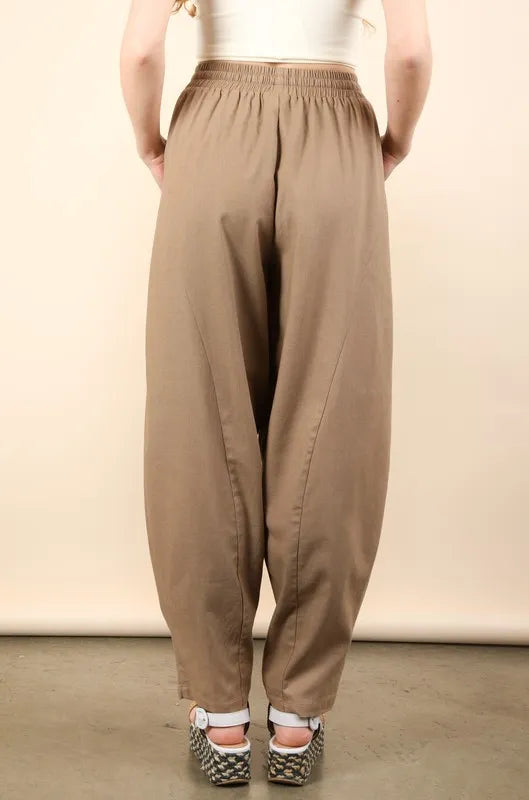 Image of VERY J Solid Barrel Comfy Woven Pants | Queeble.shop