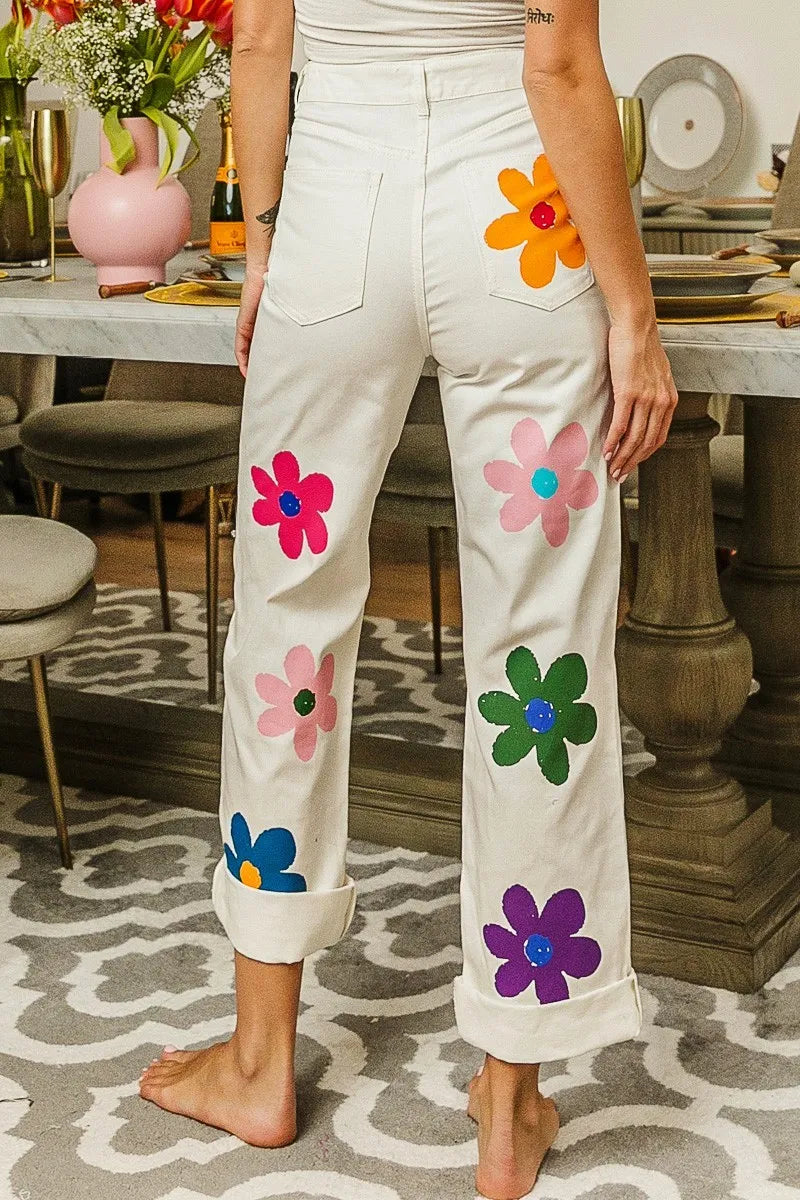 Image of BiBi Flower Print Straight Legs Pants | Queeble.shop