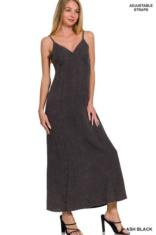 Image of Zenana Mineral Washed Rayon Challis Cami Dress | Queeble.shop