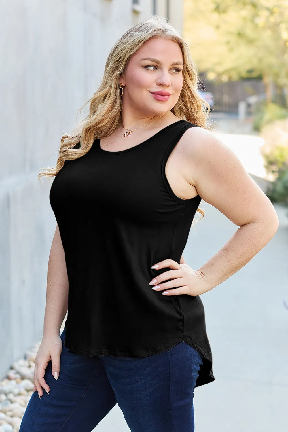 Image of Basic Bae Bamboo Full Size Round Neck Tank | Queeble.shop