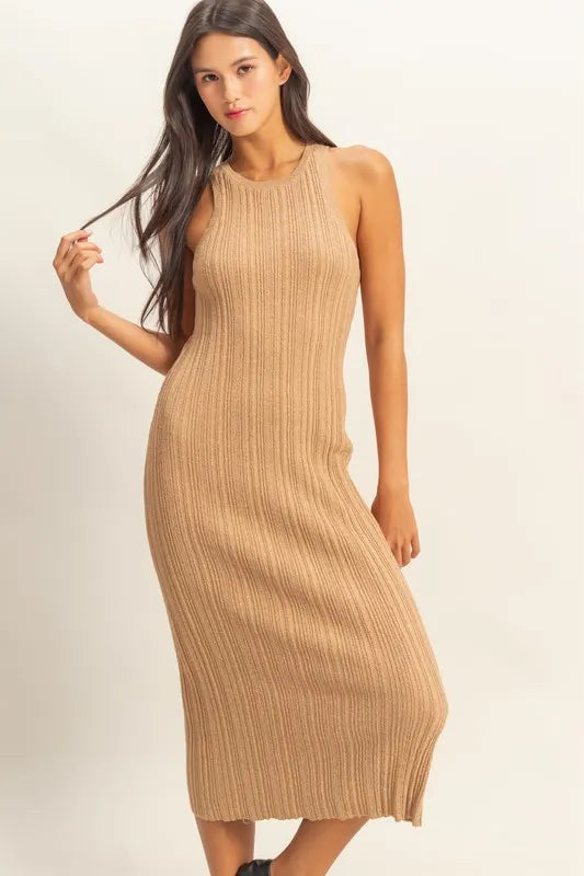 Image of HYFVE Round Neck Bodycon Ribbed Knit Dress | Queeble.shop