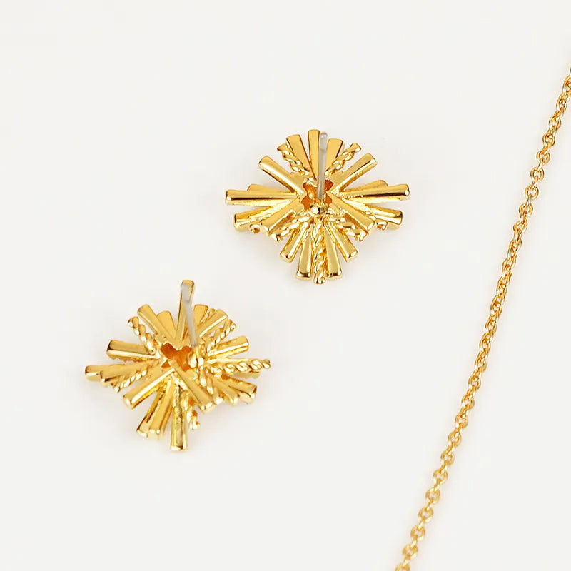 Image of Starburst Gold-Plated Earrings and Necklace Set | Queeble.shop