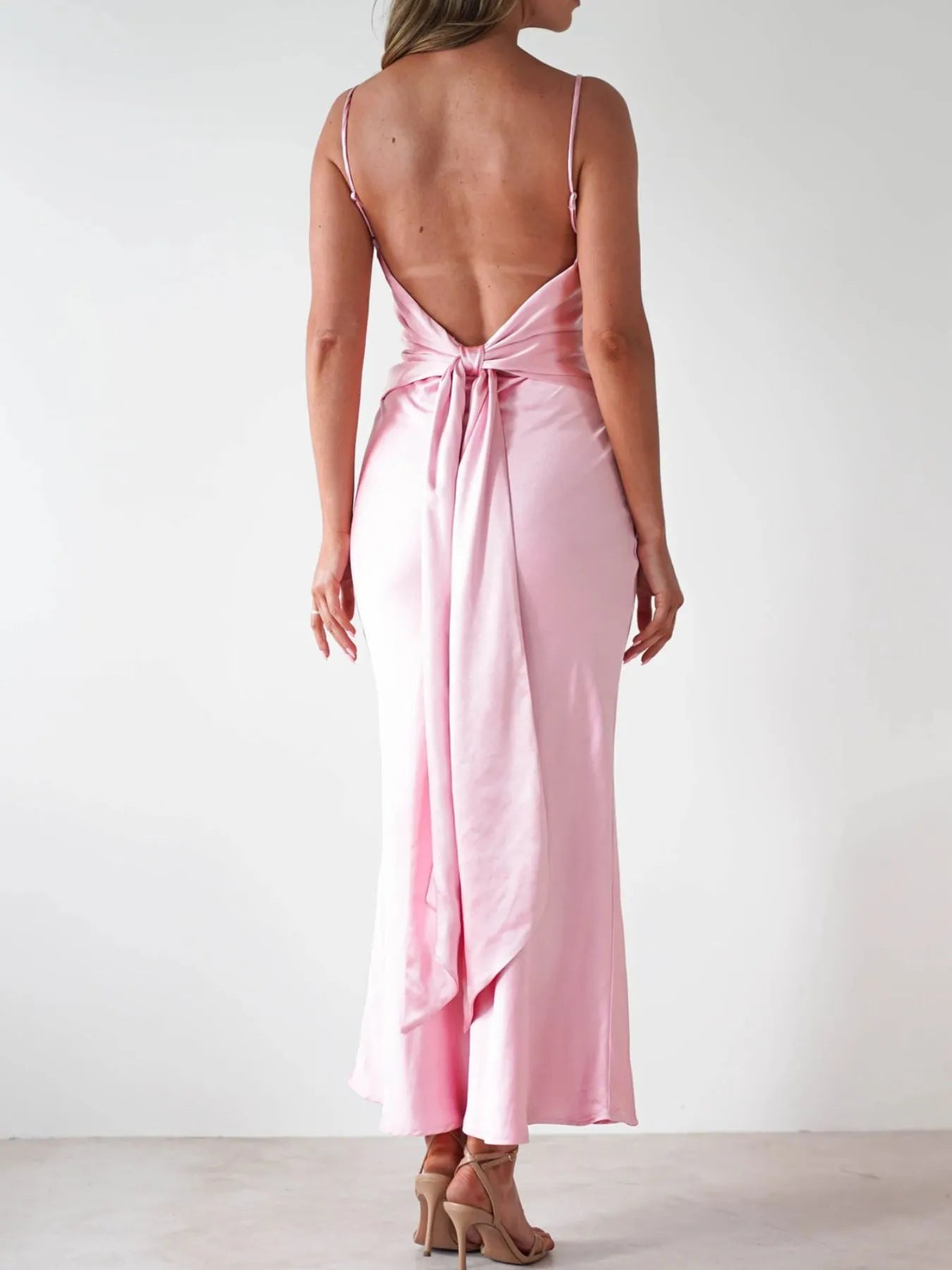 Image of Satin Backless Cami Dress | Queeble.shop