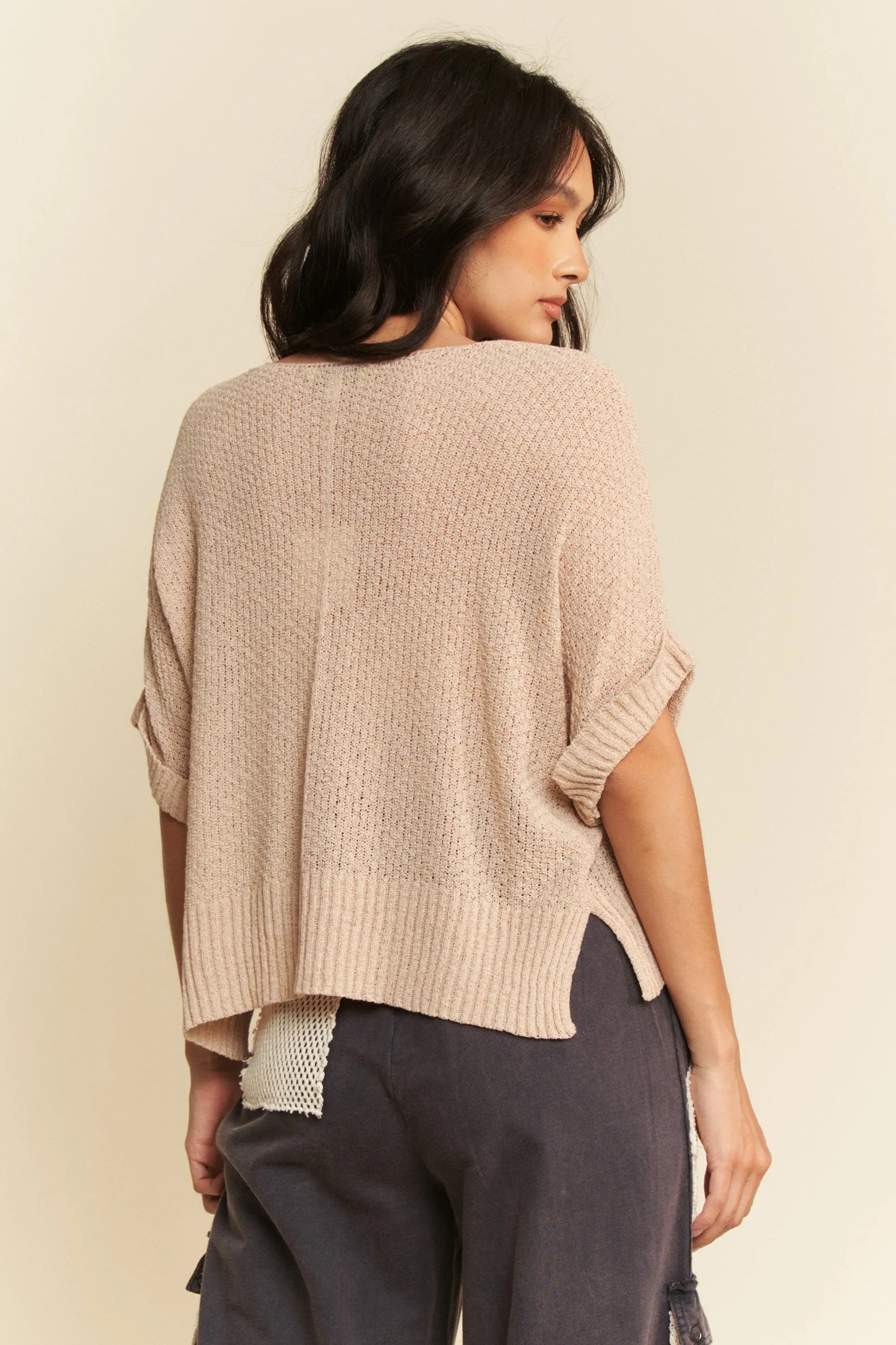 Image of Davi & Dani Sequin American Flag Patch Short Sleeve Knit Top | Queeble.shop