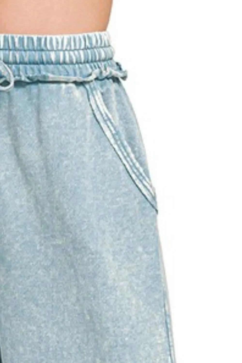 Image of Zenana Washed French Terry Palazzo With Pockets | Queeble.shop