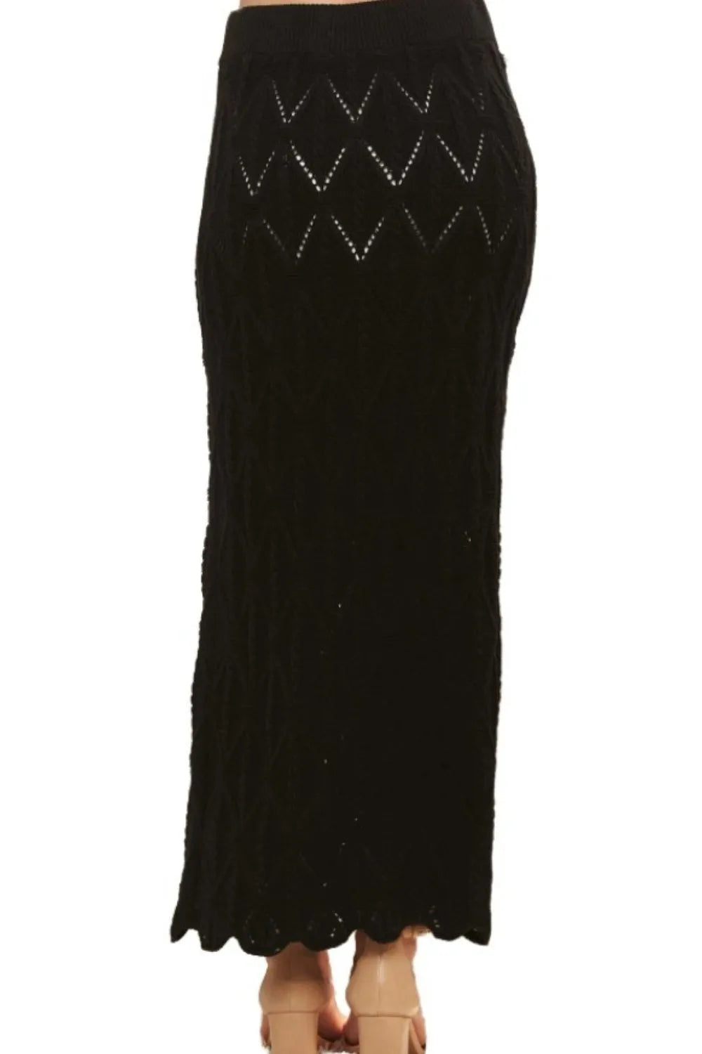 Image of ADORA Scallop Trim Detail Knit Skirt | Queeble.shop