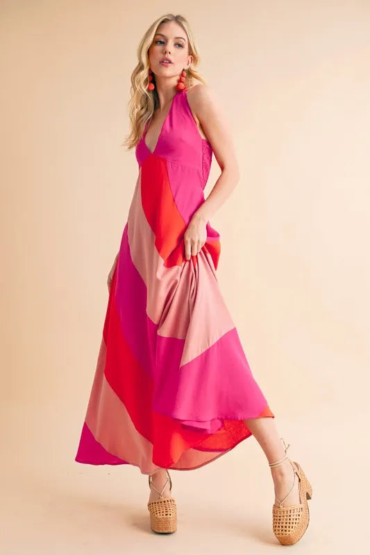 Image of Aemi+Co Color Block Sleeveless Maxi Dress | Queeble.shop