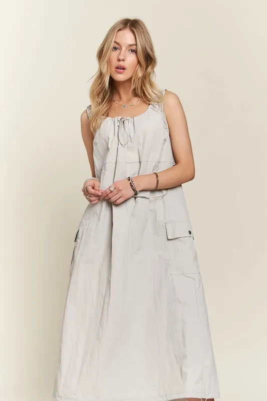 Image of ADORA Drawstring Slit Back Cargo Dress | Queeble.shop