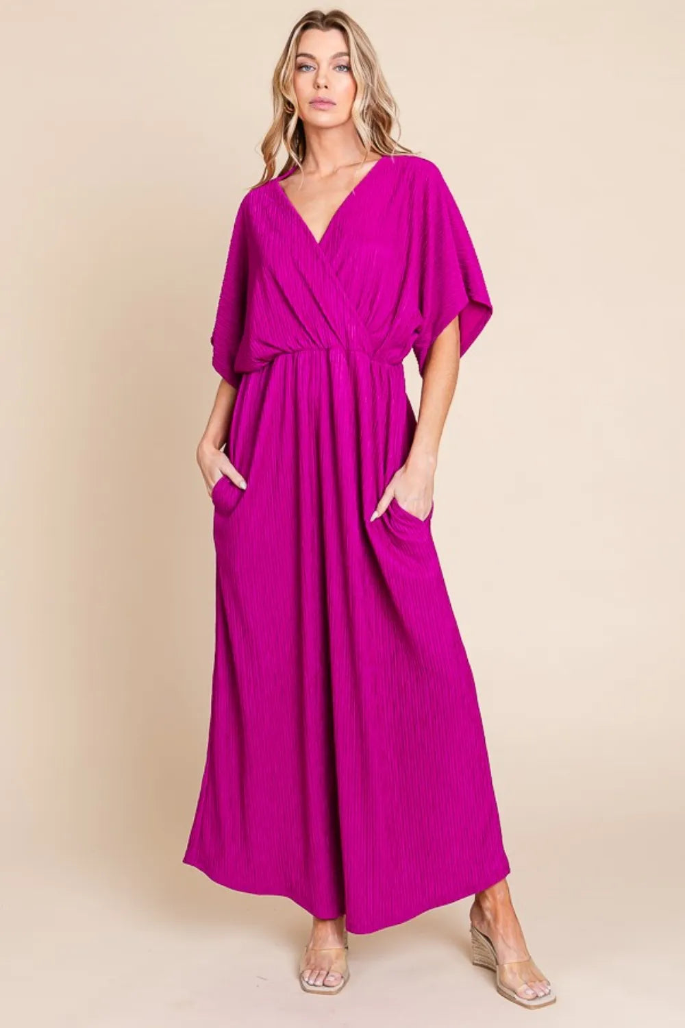 Image of BOMBOM Surplice Maxi Dress with Pockets | Queeble.shop