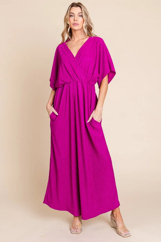 Image of BOMBOM Surplice Maxi Dress with Pockets | Queeble.shop