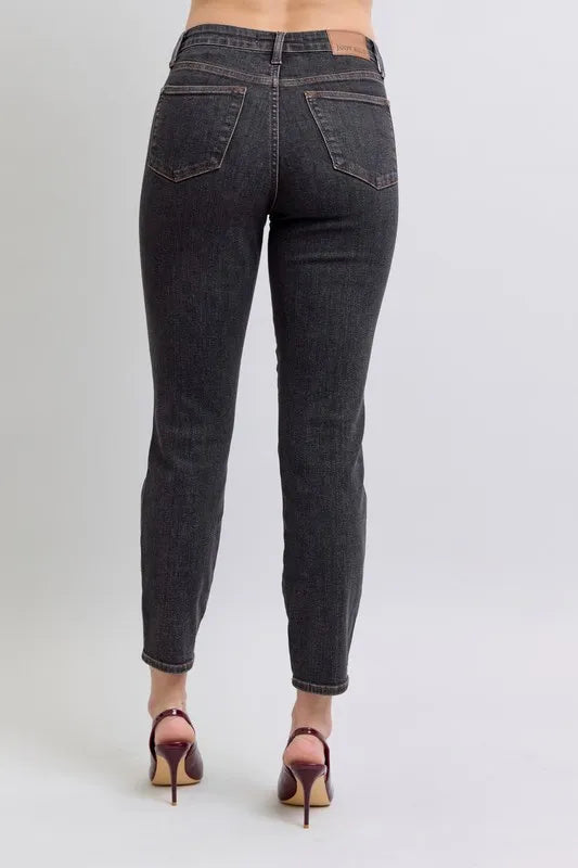 Image of Judy Blue Full Size Mid Rise Tummy Control Slim Jeans Plus Size | Queeble.shop