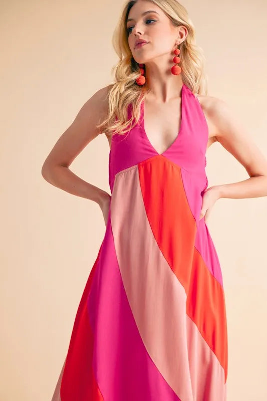 Image of Aemi+Co Color Block Sleeveless Maxi Dress | Queeble.shop