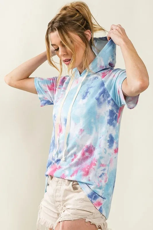 Image of BiBi Tie Dye Terry Hoodie with Drawstring | Queeble.shop