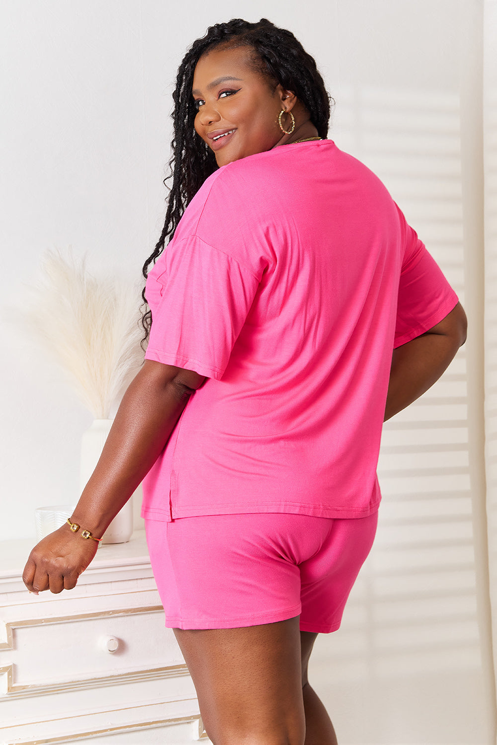 Image of Basic Bae Full Size Soft Rayon Half Sleeve Top and Shorts Set | Queeble.shop
