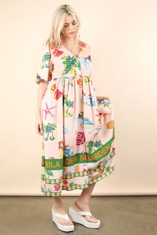 Image of VERY J Button Down Printed Midi Dress | Queeble.shop