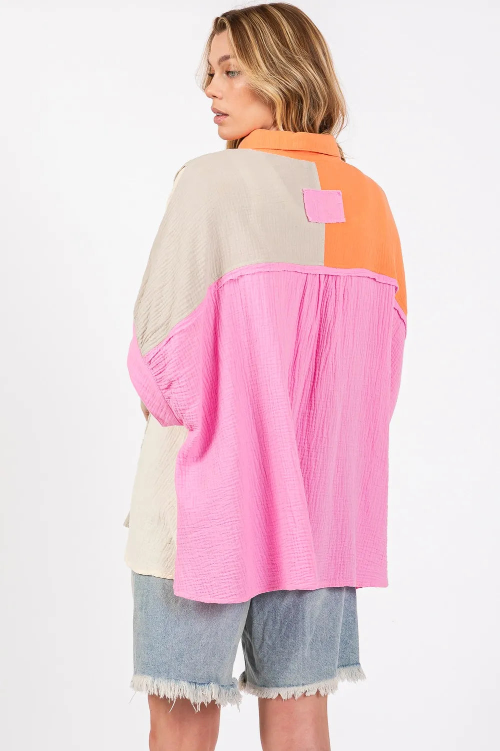 Image of SAGE + FIG Full Size Color Block Button-Down Shirt | Queeble.shop