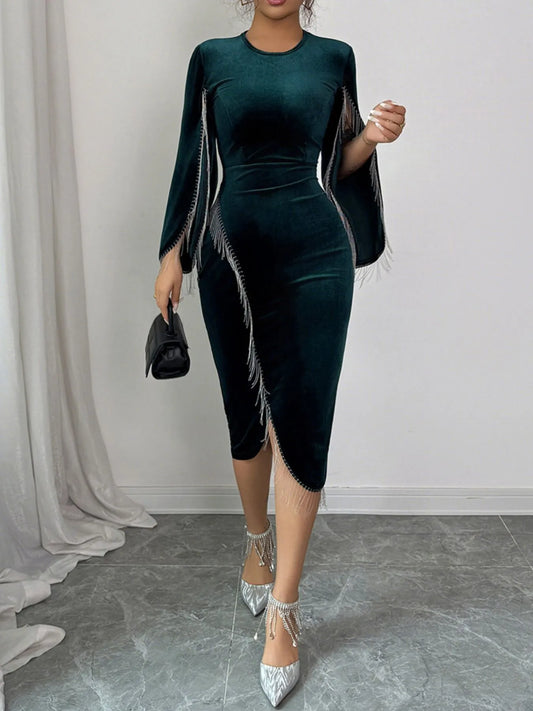 Image of Round Neck Slit Sleeve Dress | Queeble.shop